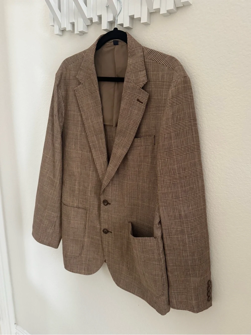 Jcrew Tan & Brown Glen Plaid Blazer Crosby classic fit. Refined/wool linen.